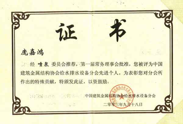 噴泉委員會(huì)給水排水設(shè)備先進(jìn)個(gè)人